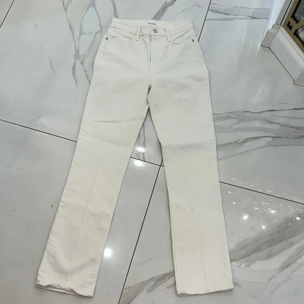 Frame Denim Women's Straight Leg Cream Jeans - Picture 1 of 3